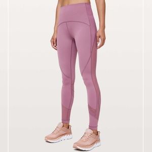 Lululemon Clear The Court 28" Pastel Pink Leggings Full Length Size 2